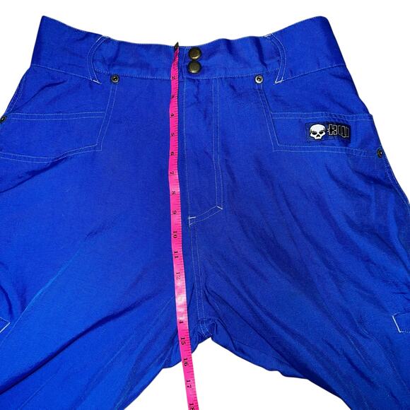 Vintage Kikwear Nylon Blue Wide Leg Pants size 32 Skater Rave Grunge drawstring - Picture 4 of 10